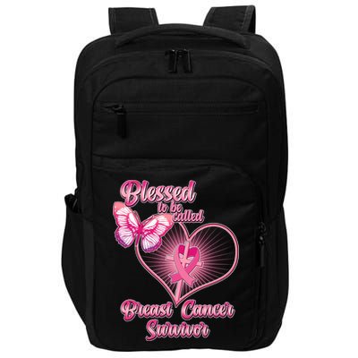 Blessed To Be Called Breast Cancer Survivor Pink Ribbon Cross Impact Tech Backpack