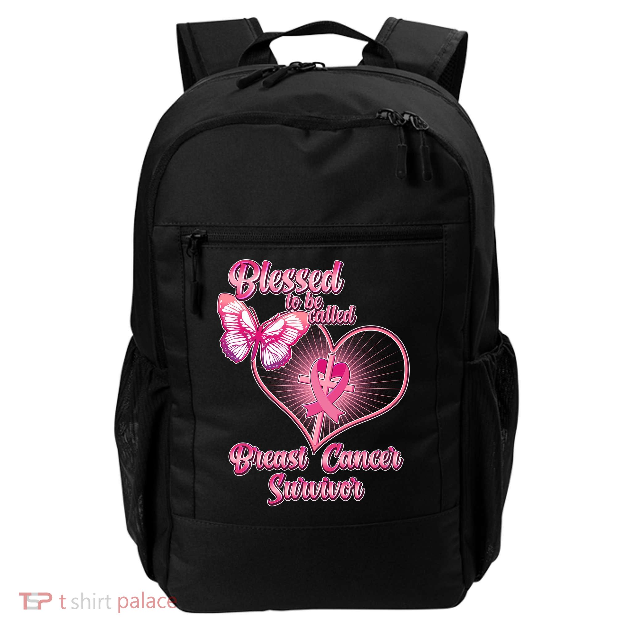 Blessed To Be Called Breast Cancer Survivor Pink Ribbon Cross Backpack