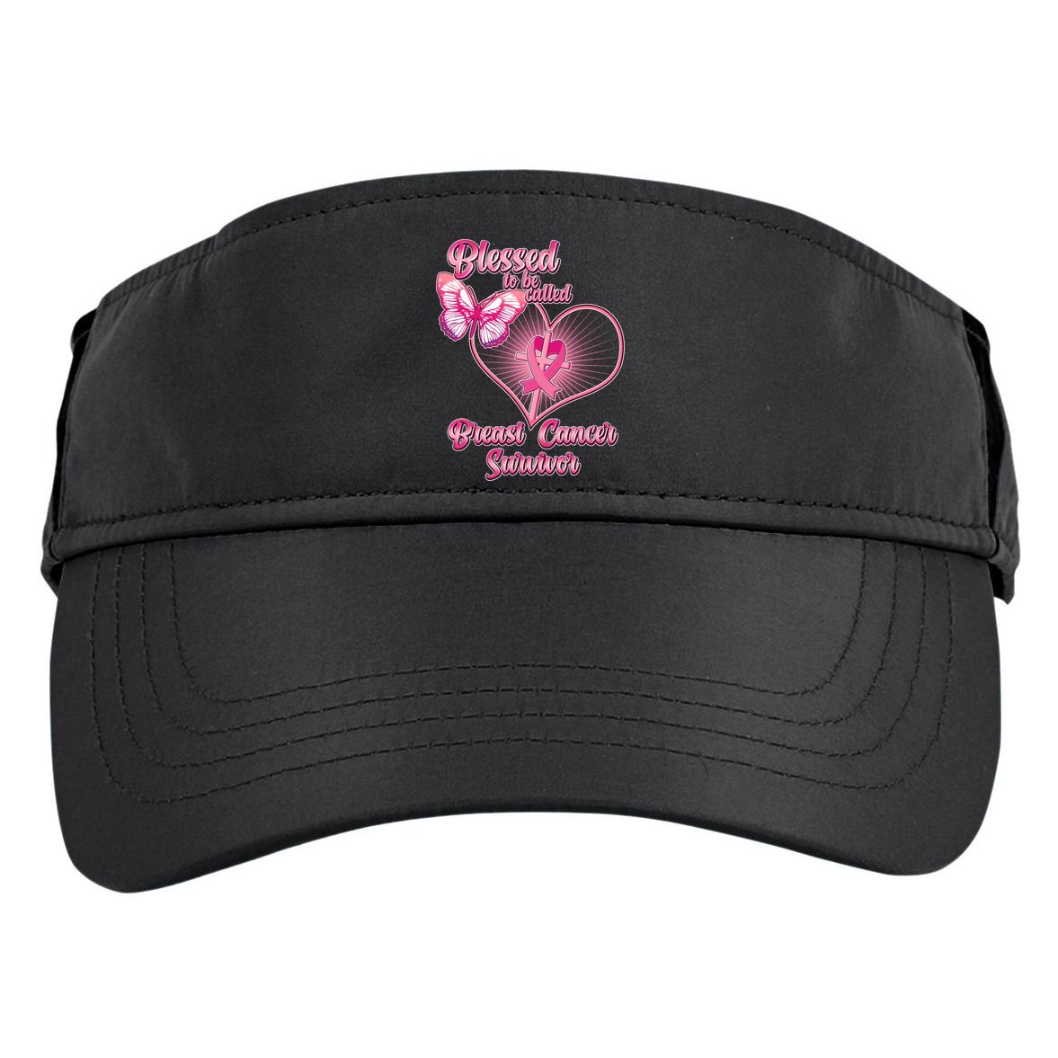 Blessed To Be Called Breast Cancer Survivor Pink Ribbon Cross Adult Drive Performance Visor