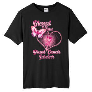 Blessed To Be Called Breast Cancer Survivor Pink Ribbon Cross Tall Fusion ChromaSoft Performance T-Shirt