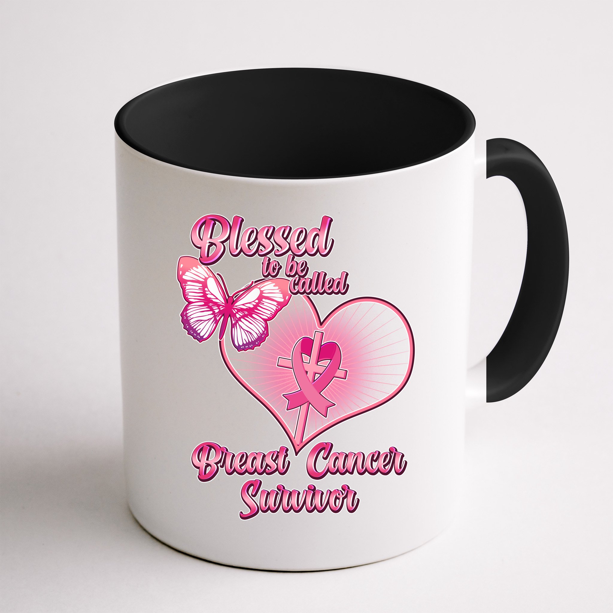 Blessed To Be Called Breast Cancer Survivor Pink Ribbon Cross Mug