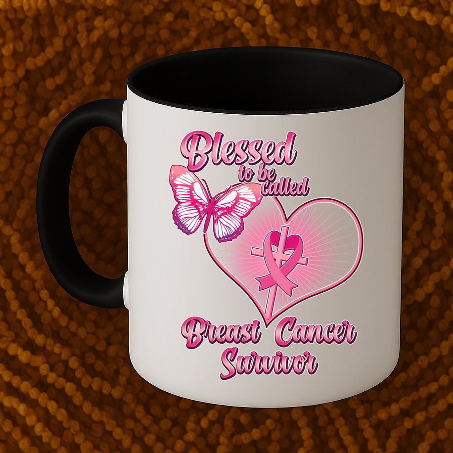 Blessed To Be Called Breast Cancer Survivor Pink Ribbon Cross Mug