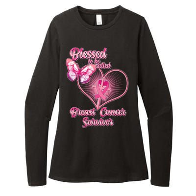 Blessed To Be Called Breast Cancer Survivor Pink Ribbon Cross Womens CVC Long Sleeve Shirt