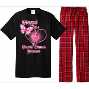 Blessed To Be Called Breast Cancer Survivor Pink Ribbon Cross Pajama Set