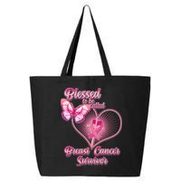 Blessed To Be Called Breast Cancer Survivor Pink Ribbon Cross 25L Jumbo Tote