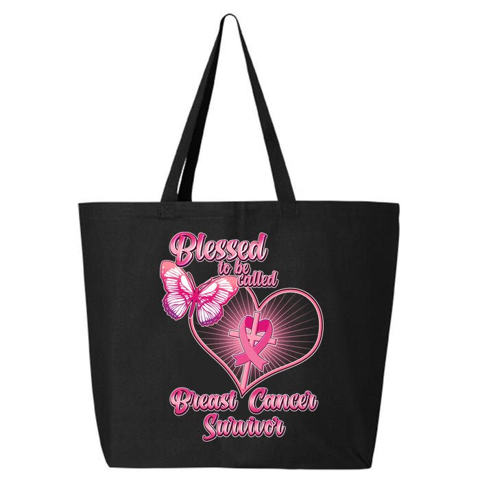 Blessed To Be Called Breast Cancer Survivor Pink Ribbon Cross 25L Jumbo Tote