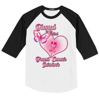 Blessed To Be Called Breast Cancer Survivor Pink Ribbon Cross Baseball Sleeve Shirt