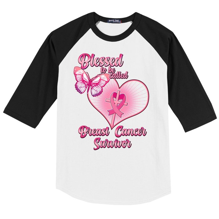 Blessed To Be Called Breast Cancer Survivor Pink Ribbon Cross Baseball Sleeve Shirt