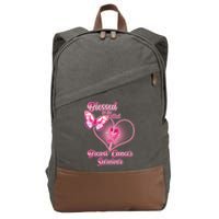 Blessed To Be Called Breast Cancer Survivor Pink Ribbon Cross Cotton Canvas Backpack