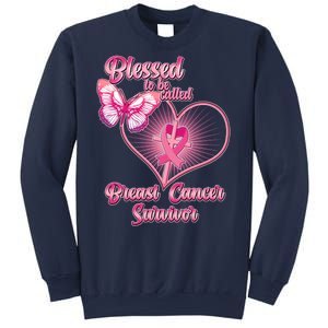 Blessed To Be Called Breast Cancer Survivor Pink Ribbon Cross Sweatshirt