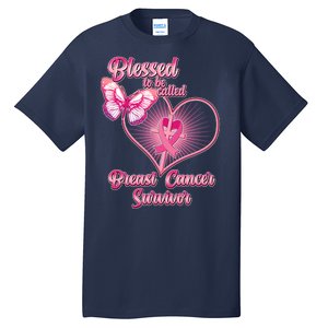 Blessed To Be Called Breast Cancer Survivor Pink Ribbon Cross Tall T-Shirt