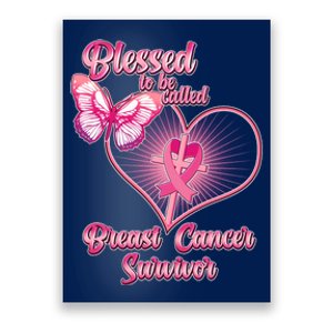 Blessed To Be Called Breast Cancer Survivor Pink Ribbon Cross Poster