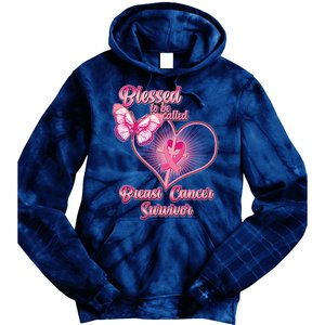 Blessed To Be Called Breast Cancer Survivor Pink Ribbon Cross Tie Dye Hoodie