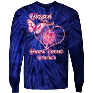 Blessed To Be Called Breast Cancer Survivor Pink Ribbon Cross Tie-Dye Long Sleeve Shirt