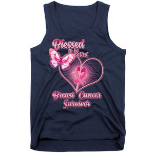 Blessed To Be Called Breast Cancer Survivor Pink Ribbon Cross Tank Top