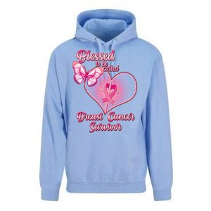 Blessed To Be Called Breast Cancer Survivor Pink Ribbon Cross Unisex Surf Hoodie