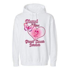 Blessed To Be Called Breast Cancer Survivor Pink Ribbon Cross Garment-Dyed Fleece Hoodie