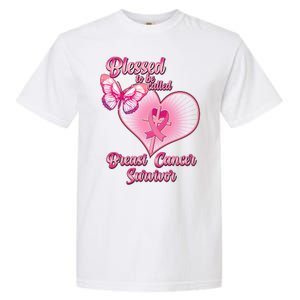 Blessed To Be Called Breast Cancer Survivor Pink Ribbon Cross Garment-Dyed Heavyweight T-Shirt