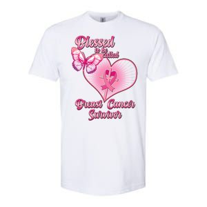 Blessed To Be Called Breast Cancer Survivor Pink Ribbon Cross Softstyle CVC T-Shirt