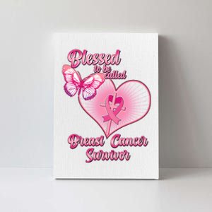 Blessed To Be Called Breast Cancer Survivor Pink Ribbon Cross Canvas