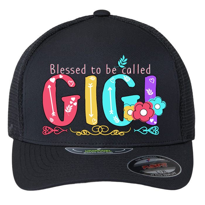 Blessed To Be Called Gigi Cute Floral Flexfit Unipanel Trucker Cap