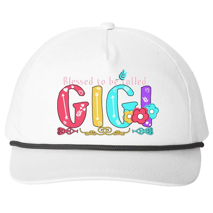 Blessed To Be Called Gigi Cute Floral Snapback Five-Panel Rope Hat