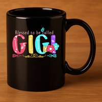 Blessed To Be Called Gigi Cute Floral 11oz C Handle Ceramic Mug