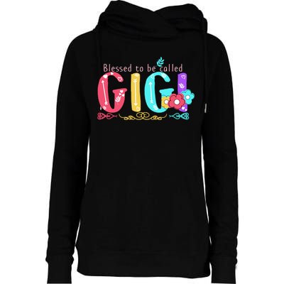 Blessed To Be Called Gigi Cute Floral Womens Funnel Neck Pullover Hood