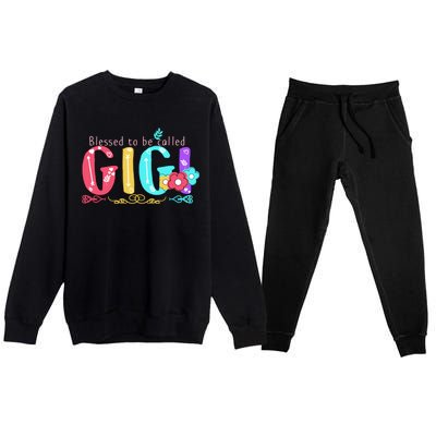 Blessed To Be Called Gigi Cute Floral Premium Crewneck Sweatsuit Set