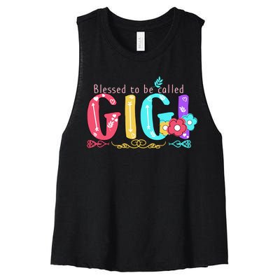 Blessed To Be Called Gigi Cute Floral Women's Racerback Cropped Tank