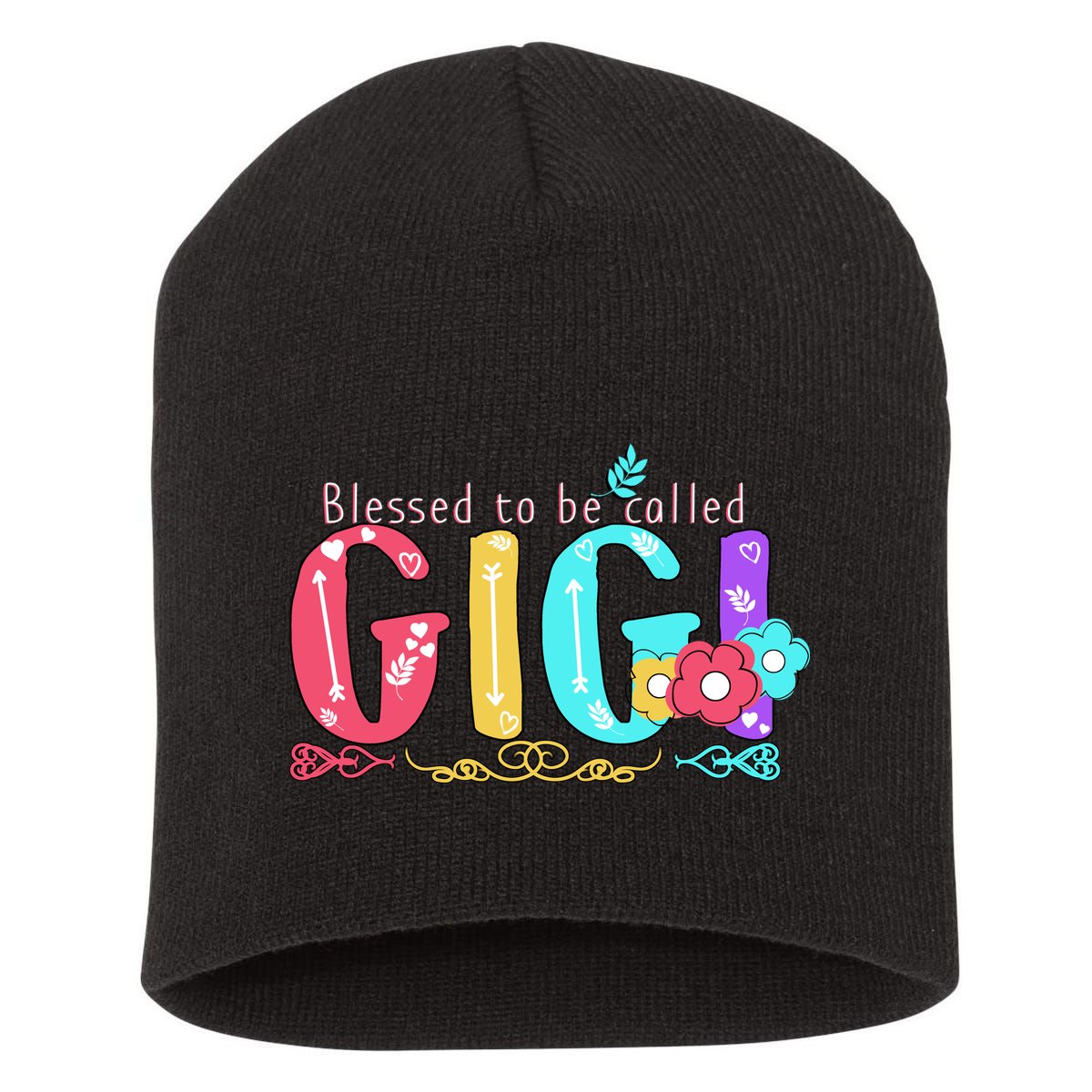 Blessed To Be Called Gigi Cute Floral Short Acrylic Beanie