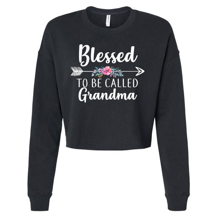 Blessed To Be Called Grandma Cropped Pullover Crew
