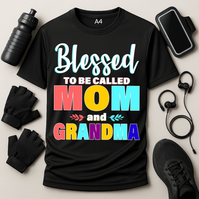 Blessed To Be Called Mom And Grandma Cooling Performance Crew T-Shirt