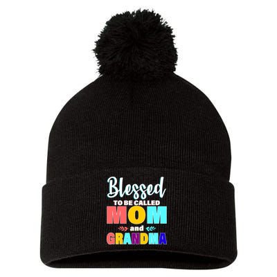 Blessed To Be Called Mom And Grandma Pom Pom 12in Knit Beanie