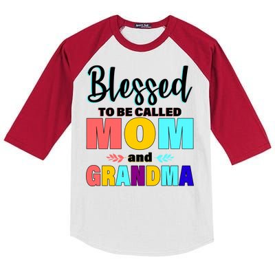 Blessed To Be Called Mom And Grandma Kids Colorblock Raglan Jersey