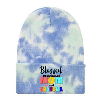 Blessed To Be Called Mom And Grandma Tie Dye 12in Knit Beanie