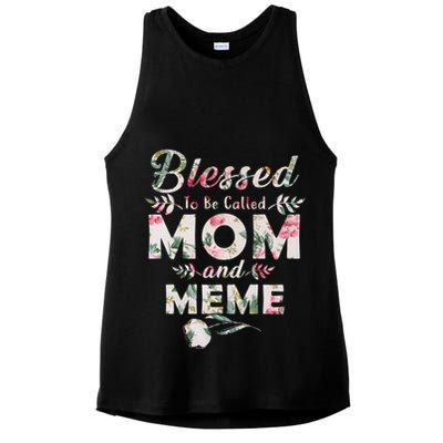 Blessed To Be Called Mom And Meme Ladies PosiCharge Tri-Blend Wicking Tank