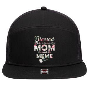 Blessed To Be Called Mom And Meme 7 Panel Mesh Trucker Snapback Hat