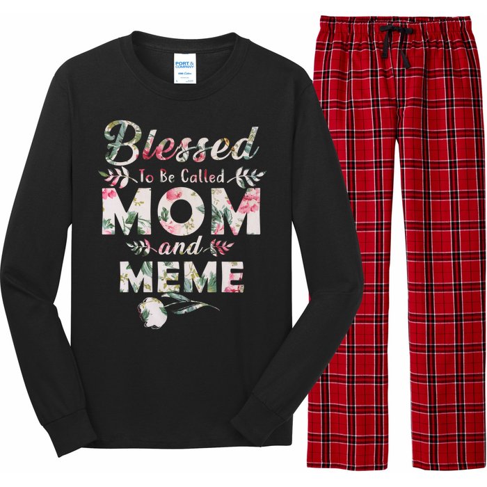 Blessed To Be Called Mom And Meme Long Sleeve Pajama Set