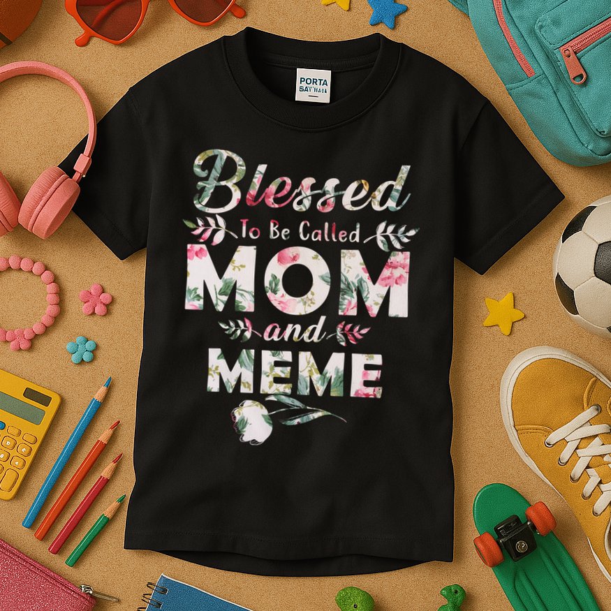 Blessed To Be Called Mom And Meme Kids T-Shirt