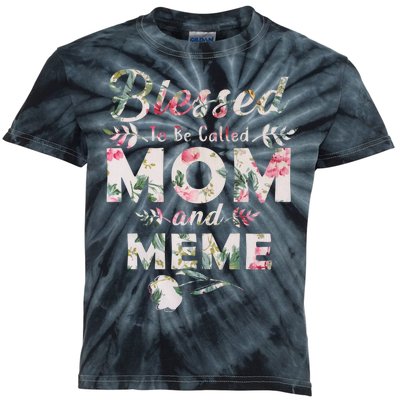 Blessed To Be Called Mom And Meme Kids Tie-Dye T-Shirt