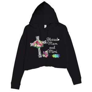 Blessed To Be Called Mom And Mimi Crop Fleece Hoodie