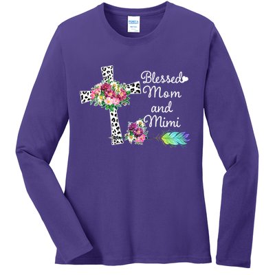 Blessed To Be Called Mom And Mimi Ladies Long Sleeve Shirt