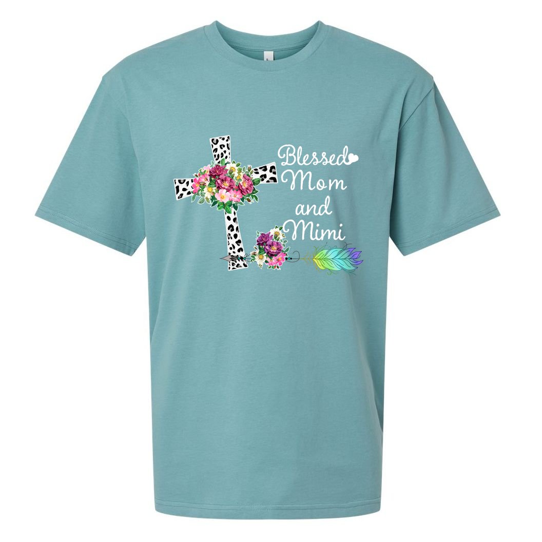 Blessed To Be Called Mom And Mimi Sueded Cloud Jersey T-Shirt