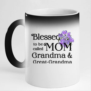 Blessed To Be Called Mom Grandma & Great Grandma 11oz Black Color Changing Mug