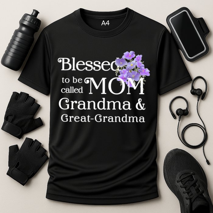 Blessed To Be Called Mom Grandma & Great Grandma Cooling Performance Crew T-Shirt