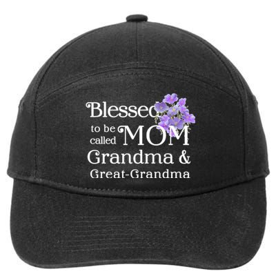 Blessed To Be Called Mom Grandma & Great Grandma 7-Panel Snapback Hat