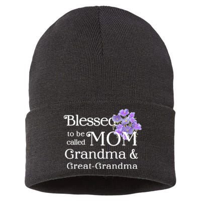 Blessed To Be Called Mom Grandma & Great Grandma Sustainable Knit Beanie