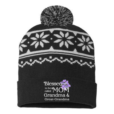 Blessed To Be Called Mom Grandma & Great Grandma USA-Made Snowflake Beanie