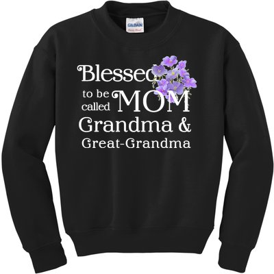 Blessed To Be Called Mom Grandma & Great Grandma Kids Sweatshirt